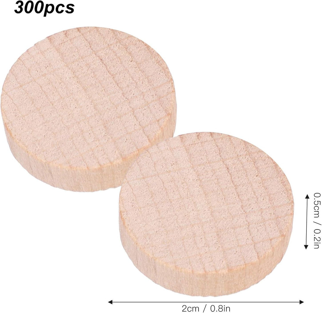 Unbehandelte Holzscheiben 300 Stück, 2 cm Buche Rundholz Bastelset für Schmuck, Dekoration, Geschenk