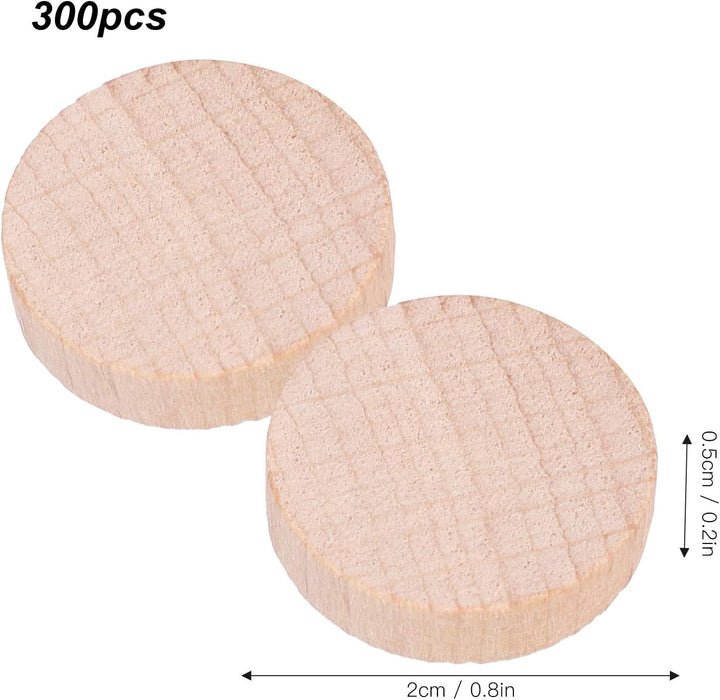 Unbehandelte Holzscheiben 300 Stück, 2 cm Buche Rundholz Bastelset für Schmuck, Dekoration, Geschenk