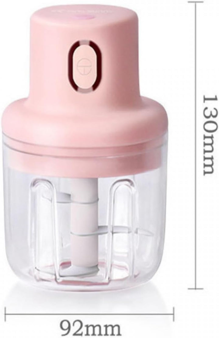 Herzberg, HG03176-PNK, Tragbarer drahtloser elektrischer Zerkleinerer 250ml Rosa, Edelstahlklinge, 4