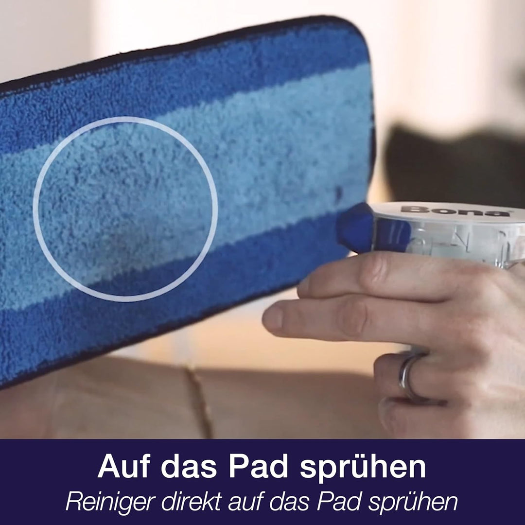 Bona Bodenwischer mit Teleskopstiel - Höhenverstellbarer Wischmopp mit Mikrofaser Wischpad, Parkettr