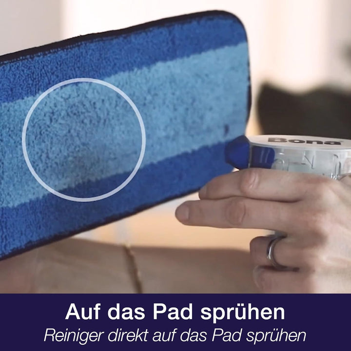 Bona Bodenwischer mit Teleskopstiel - Höhenverstellbarer Wischmopp mit Mikrofaser Wischpad, Parkettr