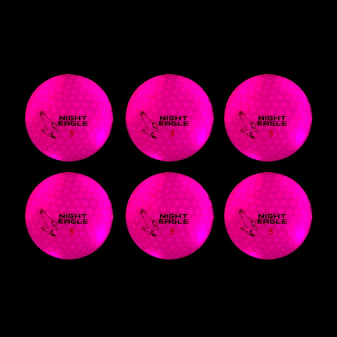Night Eagle 6 LED Golfbälle Light-Up - Nachtgolf leuchten Rot Blau Grün Pink Weiss Fun Sport Lustig