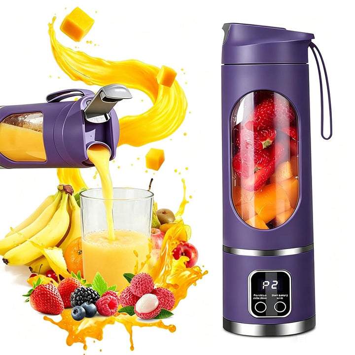 Mixer Smoothie Maker To Go, 450ML Tragbarer Mixer, 1500mAh Portable Blender mit LED 12 Klingen, Mini