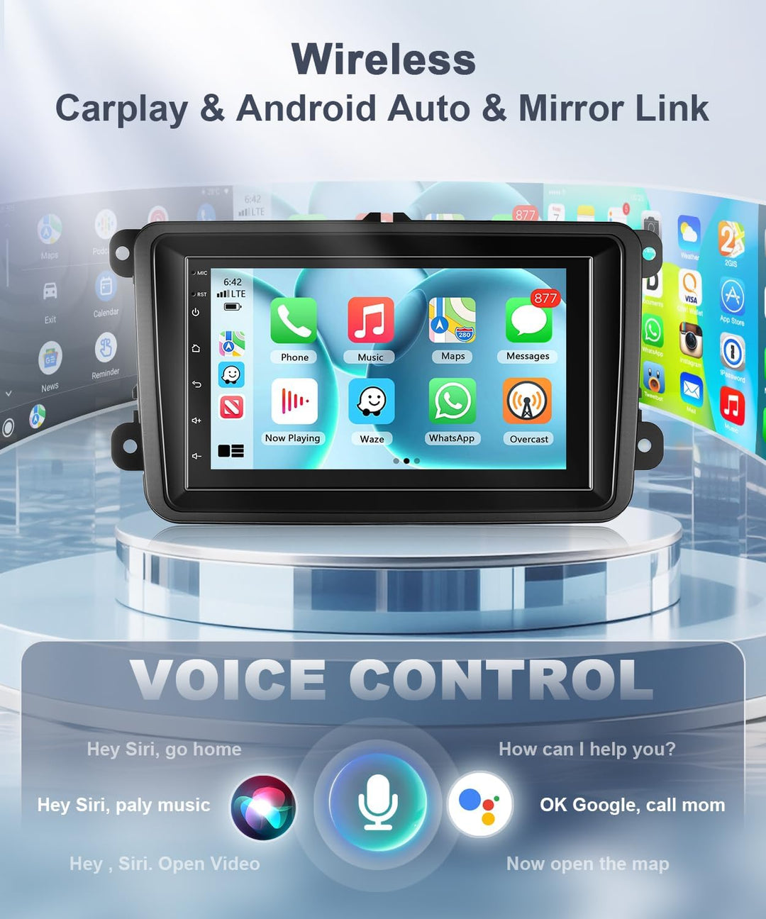 4+64G Carplay Autoradio für VW Passat B6 T5 Golf 5 6 Polo 6R Tiguan T5 Jetta Seat Skoda, Android Aut