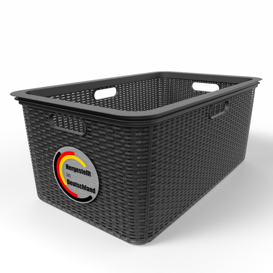 BigDean Wäschekorb 59x39x26cm Rattan Design Wäschewanne | Made in Germany 1 Stück, 1 Stück