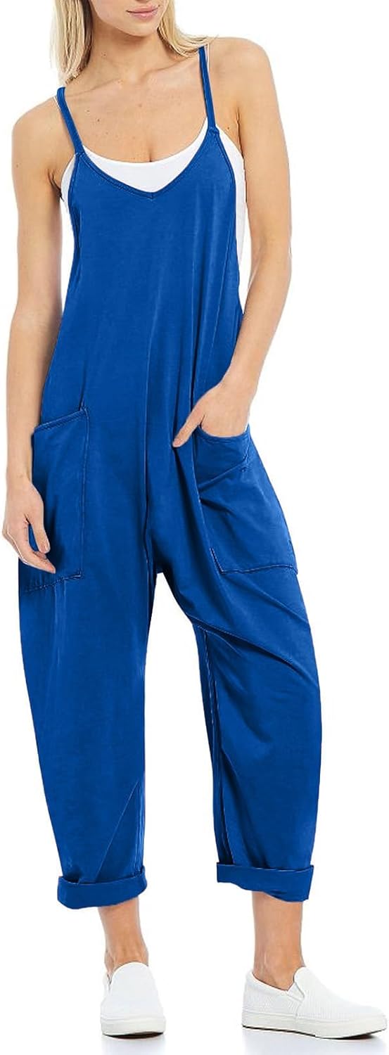 VUTRU Stylischer Damen Sommer Overall – Ärmelloser Jumpsuit mit lockerer Passform,V-Ausschnitt,trend
