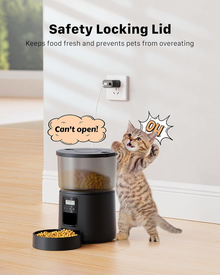 BEMOONY 5L Futterautomat Katze, Katzenfutter Automat mit Programmierbarem Timer, 1-6 Mahlzeiten pro