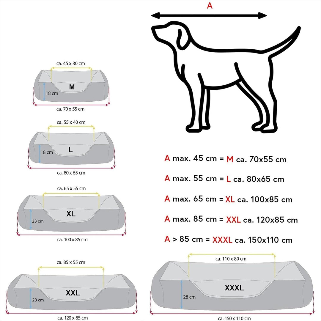 BedDog Hundebett 2in1 MAXQ, Hundekissen mit abziehbaren waschbaren Bezug, Hundekorb, Hundesofa, für