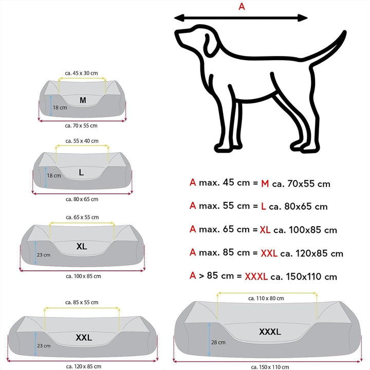 BedDog Hundebett 2in1 MAXQ, Hundekissen mit abziehbaren waschbaren Bezug, Hundekorb, Hundesofa, für