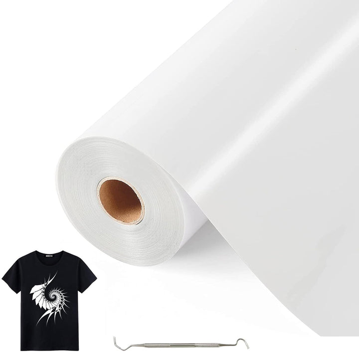 Bocguy Plotterfolie Textil Weiss, 30.5CM x 10M Heat Transfer Vinyl Flexfolie Rollen mit Plotter Werk