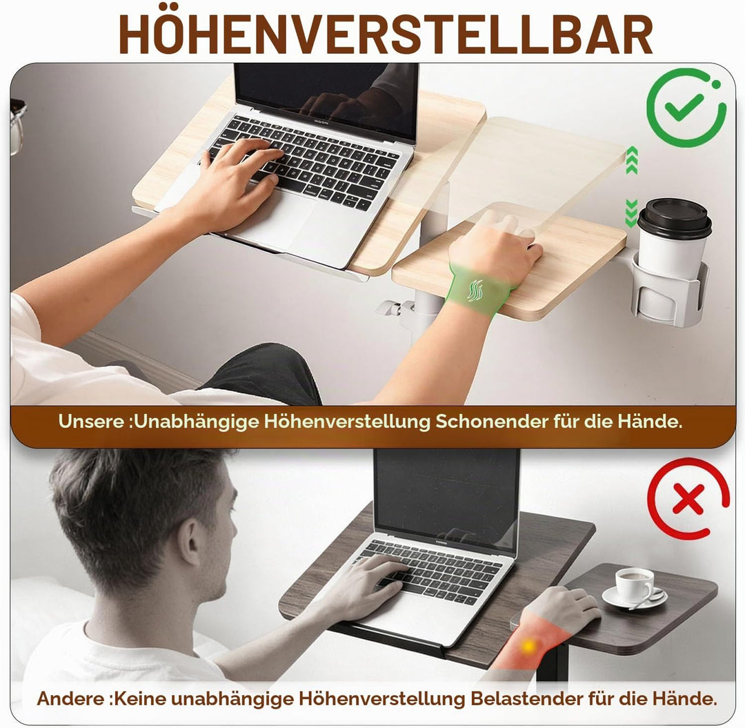 Aothia Beistelltisch höhenverstellbar mit versteckten Rollen, Pflegetisch für Bett,Computertisch aus