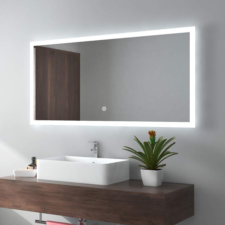EMKE LED Badspiegel 120x60cm Badezimmerspiegel mit Beleuchtung kaltweiss Lichtspiegel Wandspiegel mi
