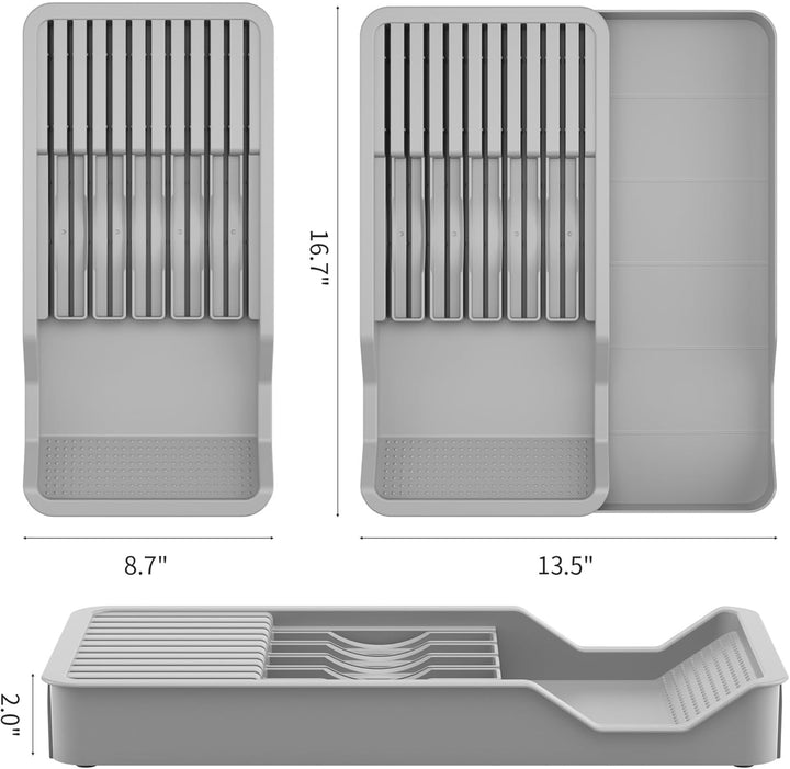 Messerhalter Schublade, Rutschfestem Messer Organizer Schublade Zwei-Schicht-Auszug für 11 Messer, K