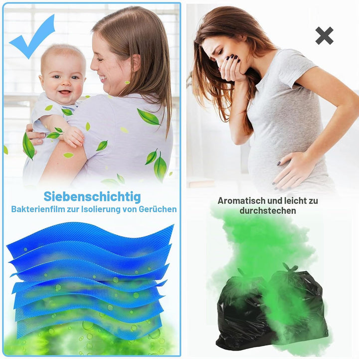 10 Stück Windeleimer Nachfüllkassetten, Nachfüllfolie Kompatibel mit Tommee Tippee, Angelcare, Achte
