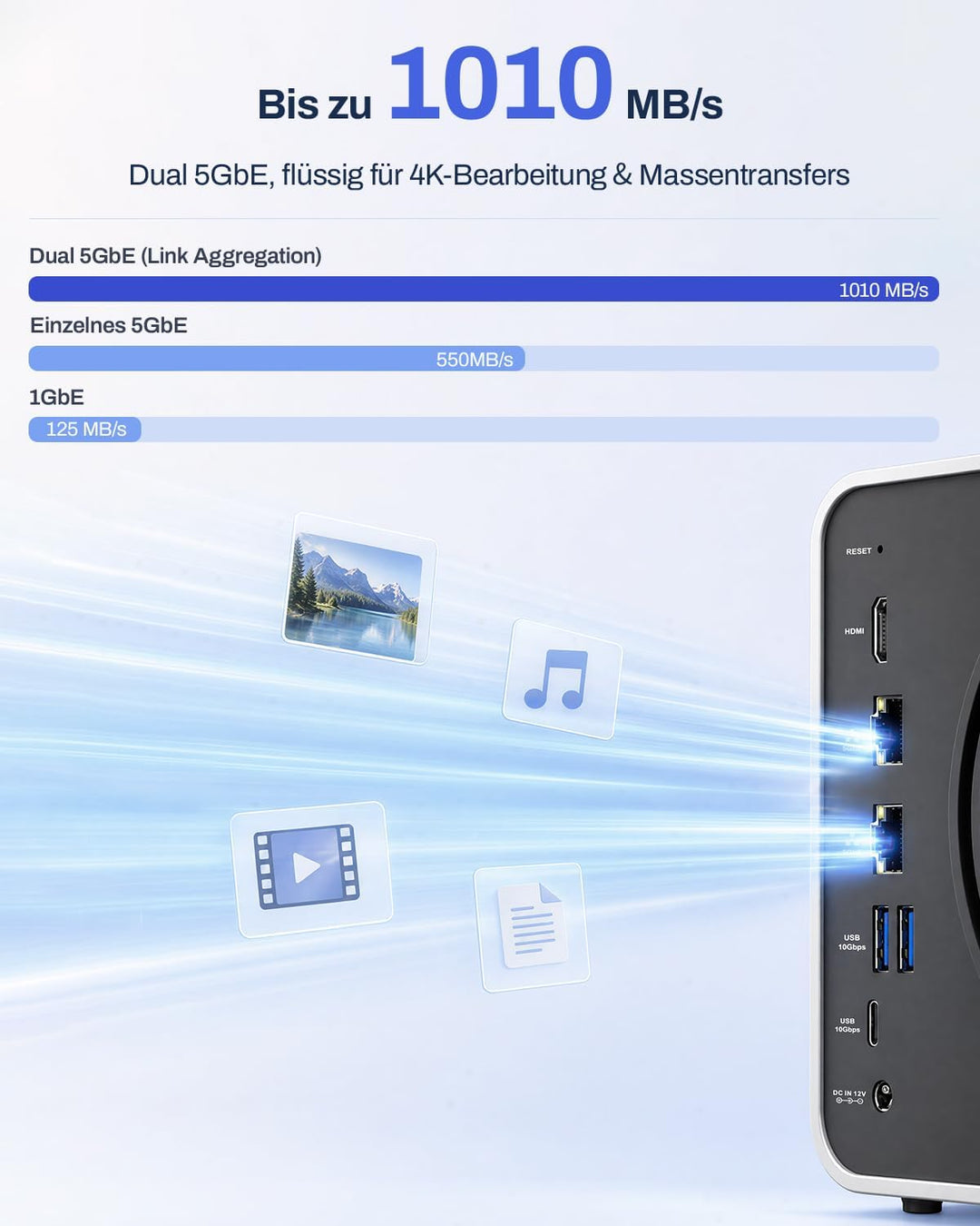 TERRAMASTER F4-425 Pro NAS – 4-Bay, Intel N305 8-Core, 8GB RAM, Dual 5GbE LAN, 3X M.2, AI-TOS 7 mit