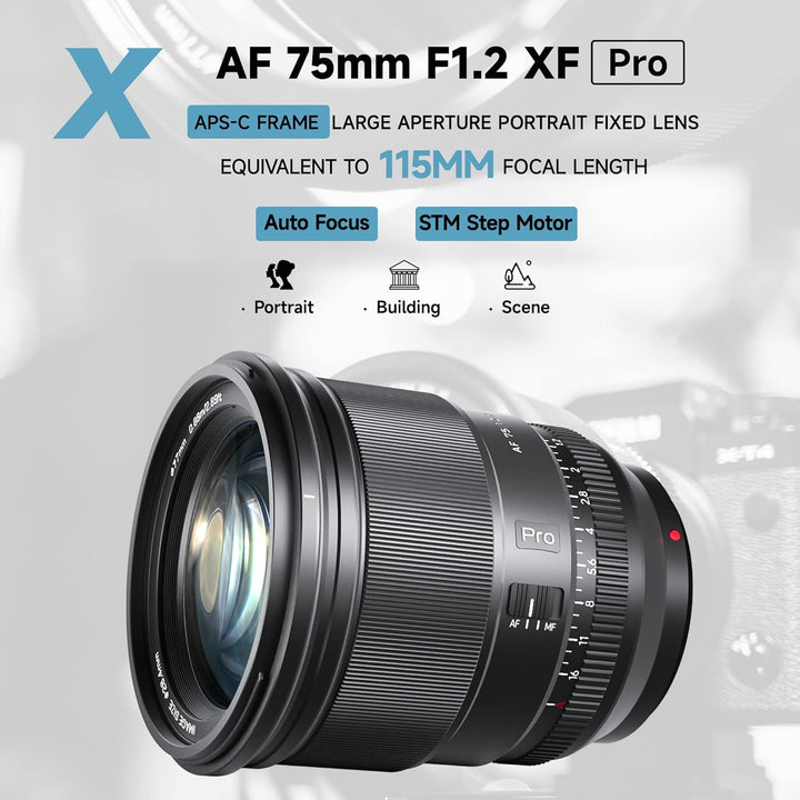 VILTROX 75mm f/1.2 XF-Objektiv für Fuji-X-Mount, F1.2 Weitwinkel-APS-C-Festbrennweitenobjektiv für F