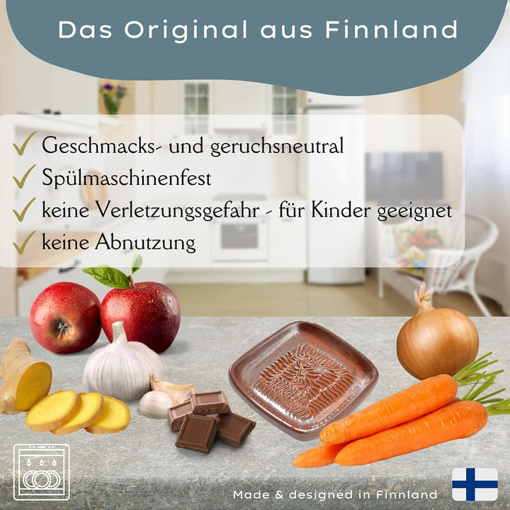 Ceramico Reibeteller & Backpinsel mit Naturborsten, Set aus Keramik für Knoblauch, Ingwer, Muskat, H
