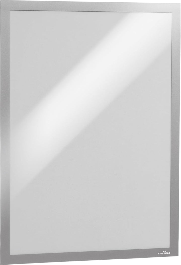 Durable Info-Rahmen Duraframe (A3, selbstklebend mit Magnetverschluss) 2 Stück, silber, 487323 DIN A