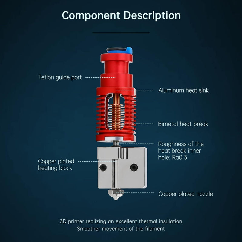 Upgrade bis zu 500 ℃ Red Lizard K1 Volcano All Metal Hotend High Flow Plated Copper Bimetal Heatbrea