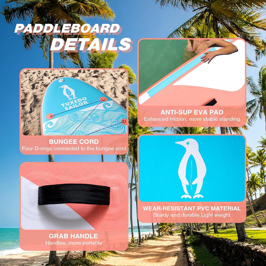 Tuxedo Sailor Stand Up Paddle Board Aufblasbares SUP Board Stand-Up Paddling mit Premium Zubehör, Pa
