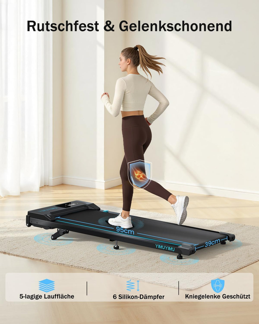 Walking Pad mit 0-8% Steigung, 10 km/h Laufband für Zuhause