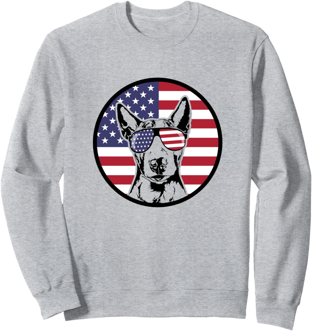 Stolzer Bullterrier Amerika Fahne Sonnenbrille Hund Hunde Sweatshirt