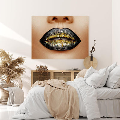 wandmotiv24 Leinwandbild 260 g/m² - Kunstdruck auf Leinwand - Wandkunst - Wandbild mit Frauen Lippen