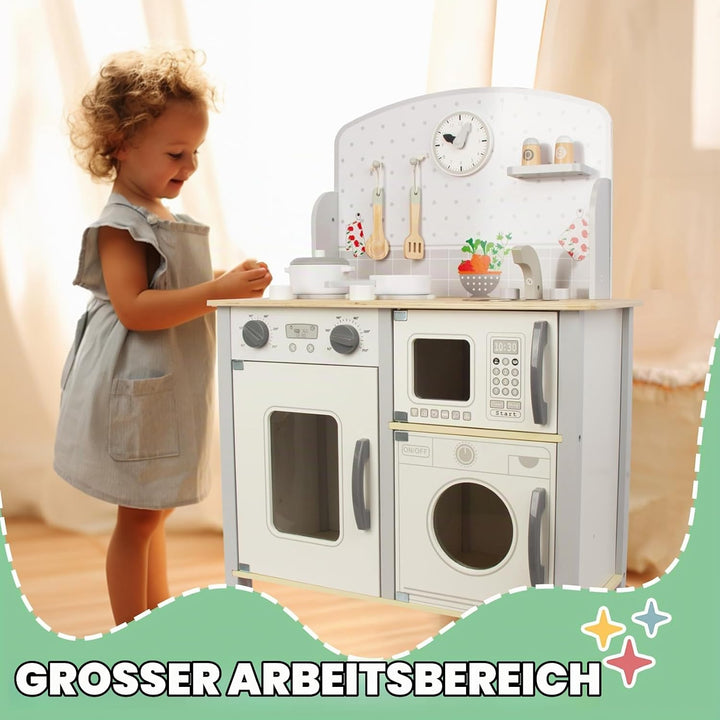 Spielküche für Kinder 3-8, hölzerne Kinder Spielen Küche Playset Chef Pretend Play Set für Kleinkind