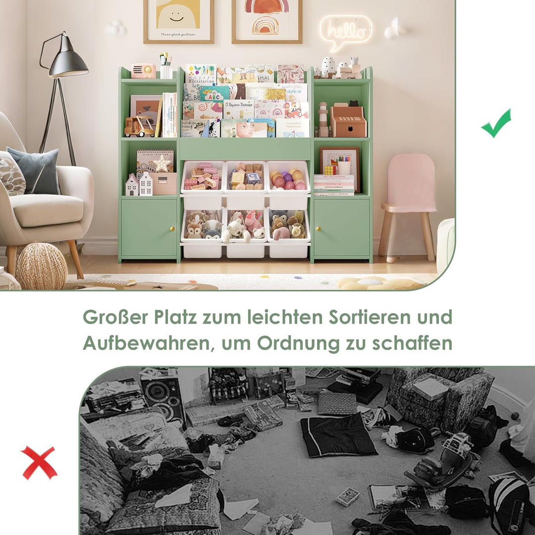 FOREHILL Kinderregal mit Kinderbücherregal Kinderzimmer Möbel aus Holz Bücherregal für Kinder mit Au