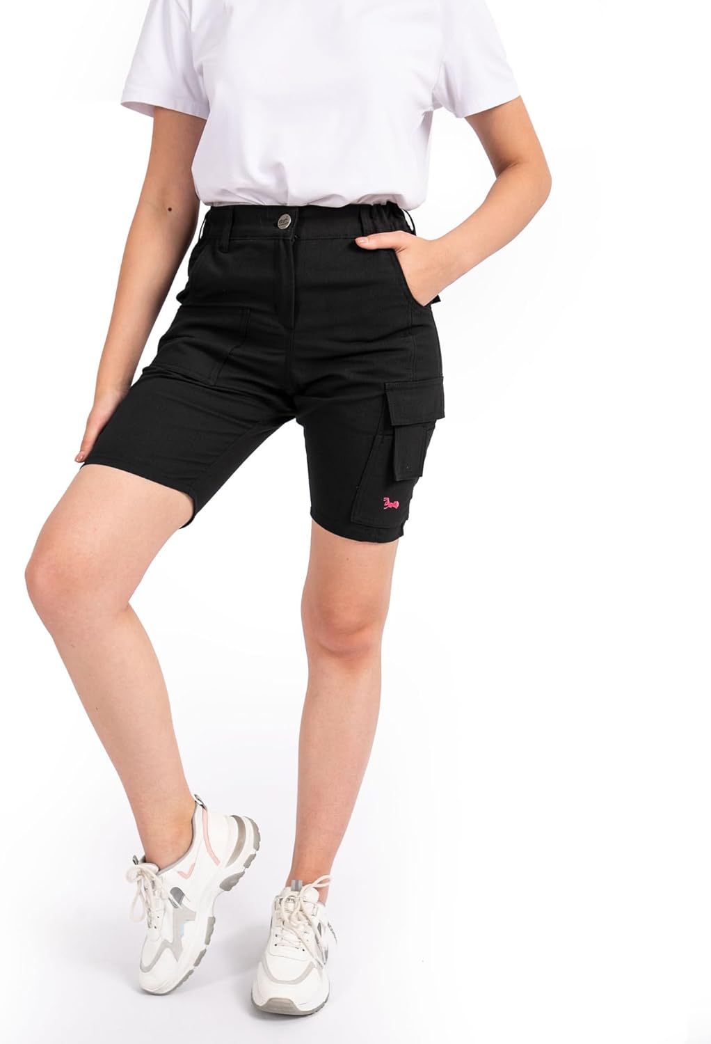 strongAnt Damen Arbeitsshorts Stretch Kurze Arbeitshose mit Cargo Taschen für Frauen Outdoor 30 Schw