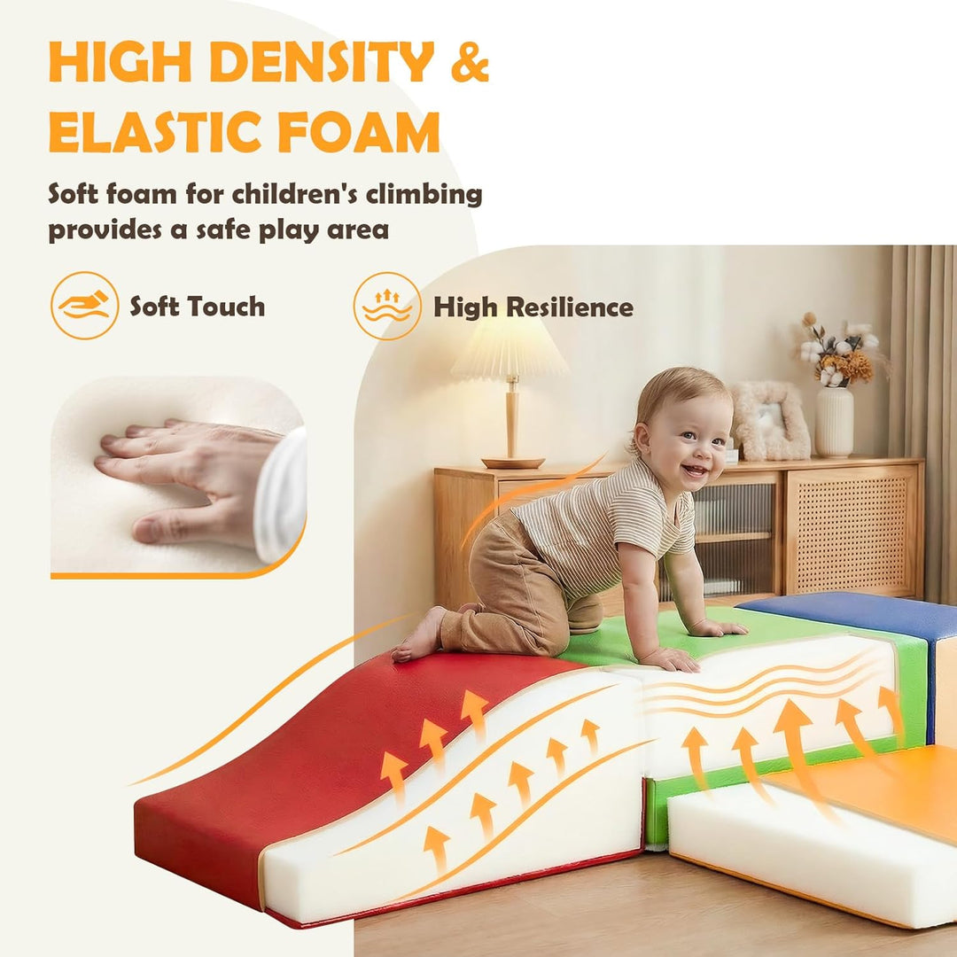 JungleDove 4-Pieces Climbing Toys for Toddlers: PU Leather Soft Play Set - Foam Climbing Blocks for