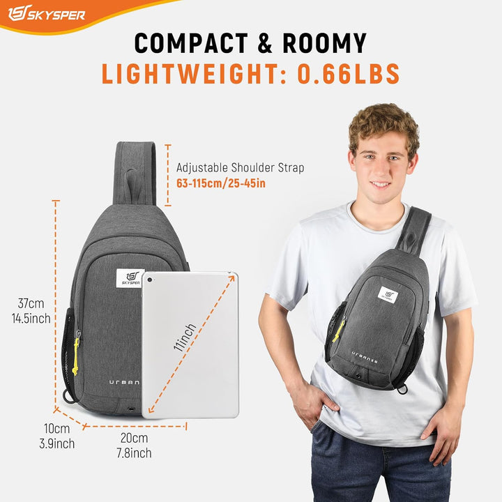 SKYSPER Schultertasche Brusttasche RFID Sling Bag Herren Leichte Umhängetasche Anti-Diebstahl Crossb