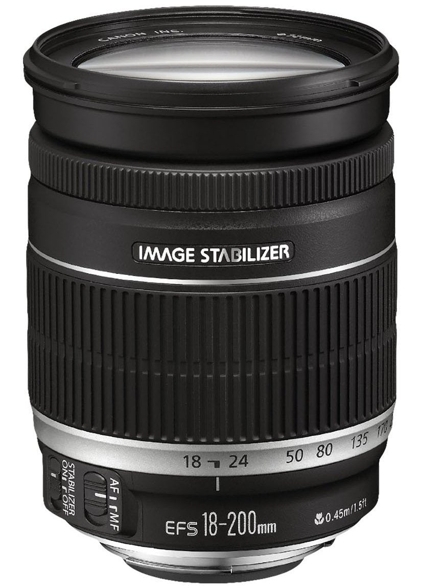Canon EF-S 18-200mm F3.5-5.6 IS Objektiv (72mm Filtergewinde) schwarz Single, Single