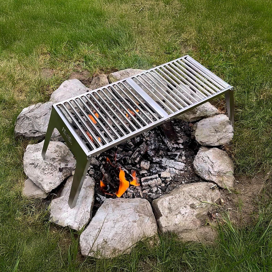FENNEK Klapprost XL mit Tasche | Mobiler Grillrost zum Aufklappen | Extra stabile Ausführung mit gro
