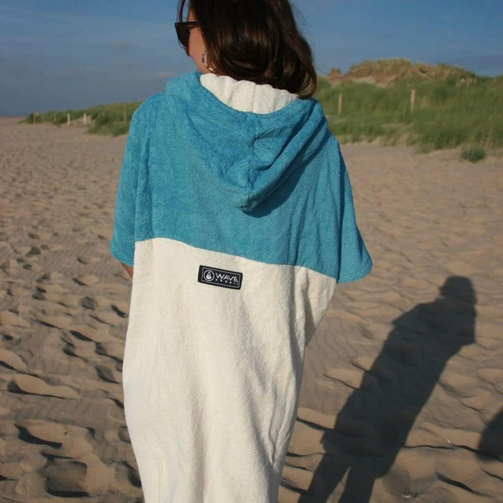 WAVE HAWAII Poncho Lagos Badeponcho 100% Baumwolle für Körpergrössen von 155 - 185 cm Umkleidehilfe