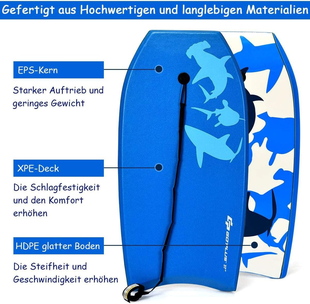 COSTWAY Bodyboard, Schwimmbrett Schwimmboard, Surfbrett Kinder, Surfboard, Sup-Board 94x47x5,5cm Bla