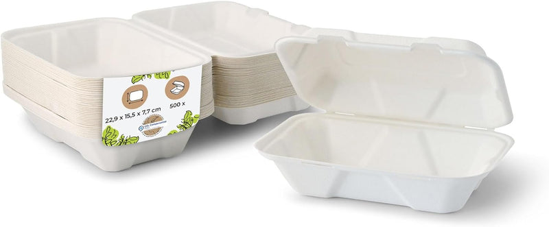 BIOZOYG Zuckerrohr Burger-Box mit Klapp-Deckel I kompostierbare Imbiss-Verpackung aus Bagasse - biol