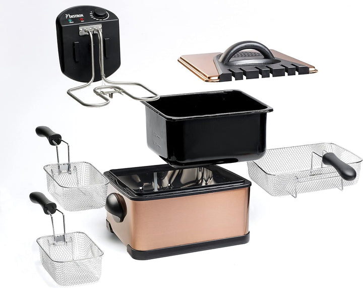 Bestron XL Öl-Fritteuse mit 3 Frittierkörben, inkl. Kaltzonentechnologie & herausnehmbaren Ölbehälte