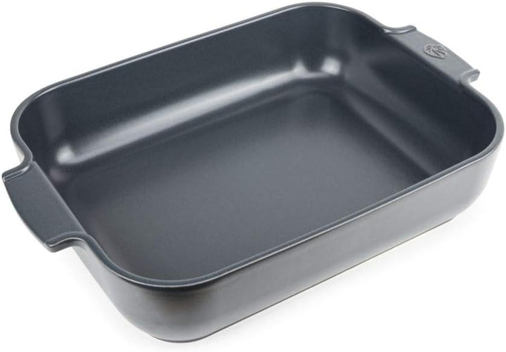 Peugeot Appolia Rechteckige Auflaufform mit Griffen, Keramik, Schiefer / Grau, 8,3x40,5x27,2 cm, Fas