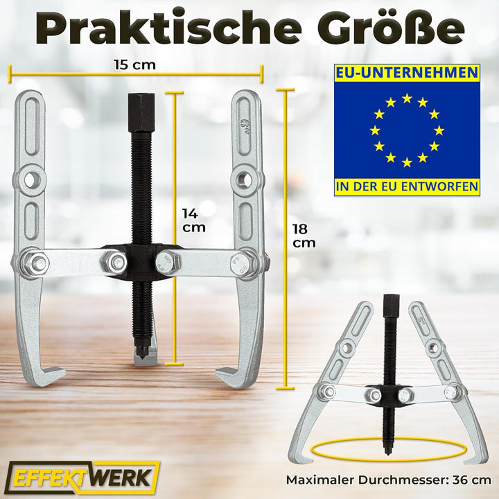EffektWerk – 3-Backen-Zahnradabzieher – 6 Zoll / 15 cm – Radlager-Entfernungsset für feste Riemensch