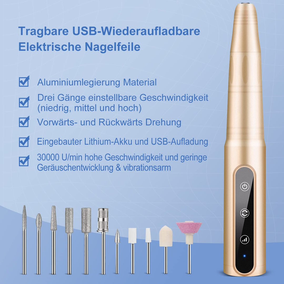 FOLAI Elektrischer Nagelschneider für Gelnägel, Acrylnägel, Hornhautentfernung, 30000 U/min, profess