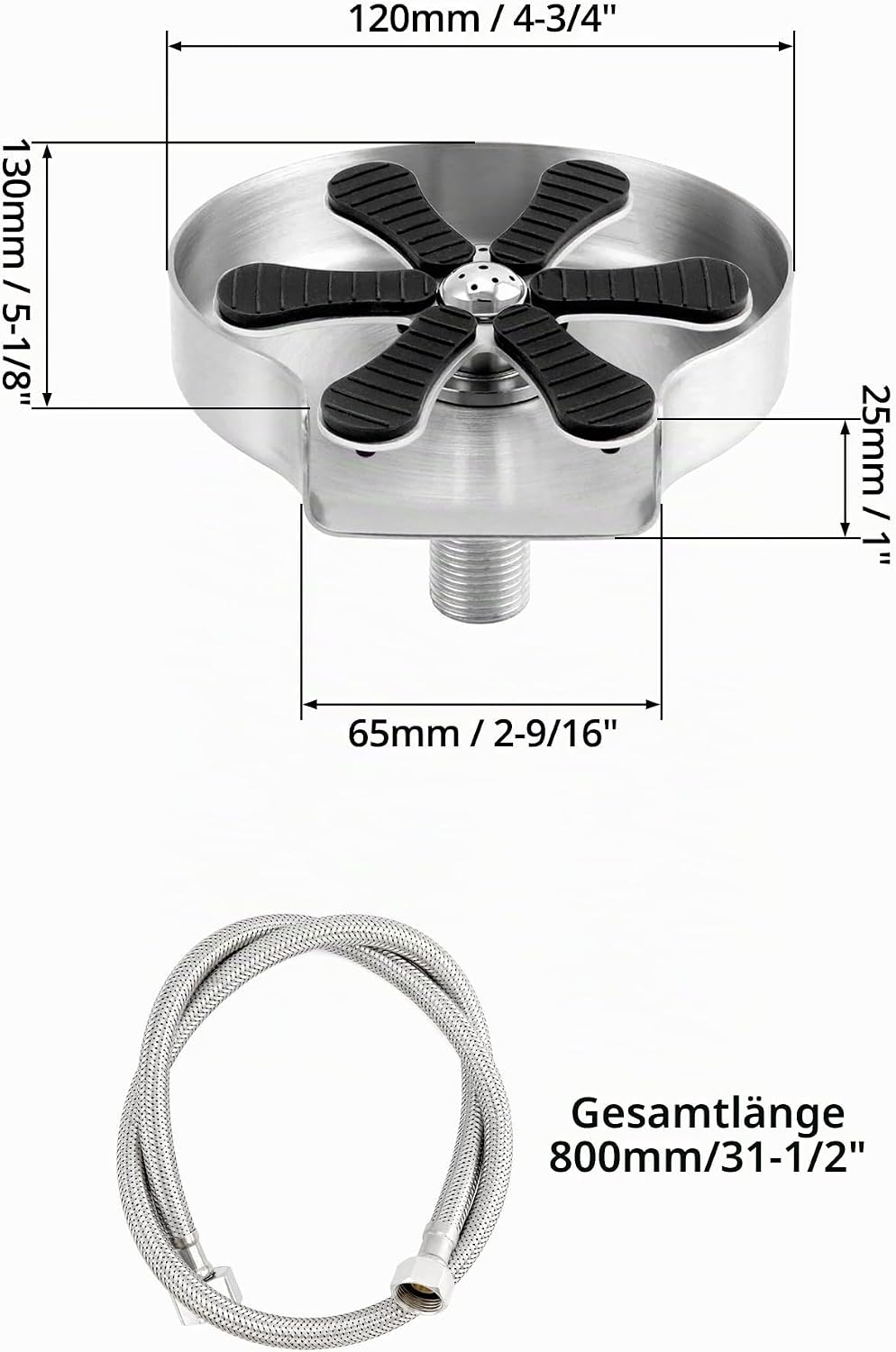 QWORK® 304 Edelstahl Gläserspüler, Automatische Glasspüler, Cupwasher, Glass Rinser, für Küchenspüle