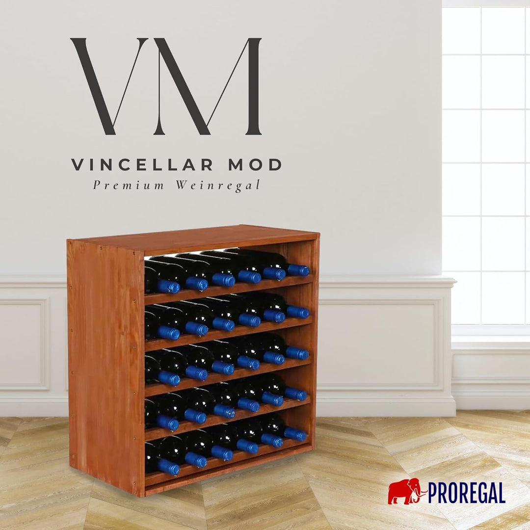 PROREGAL Modulares Weinregal VINCELLAR MOD | HxBxT 60x60x30cm | Standard Modul für 30 Flaschen | Mas