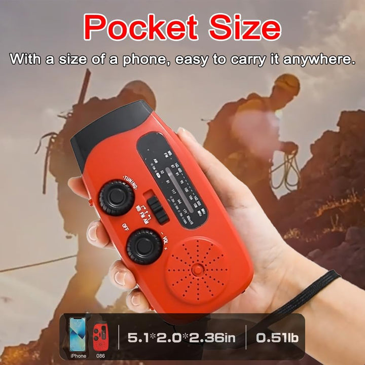 Aufziehbares Solarradio, Notfallradio, tragbares Solar-Notfallradio.2000 mAh wiederaufladbare Powerb