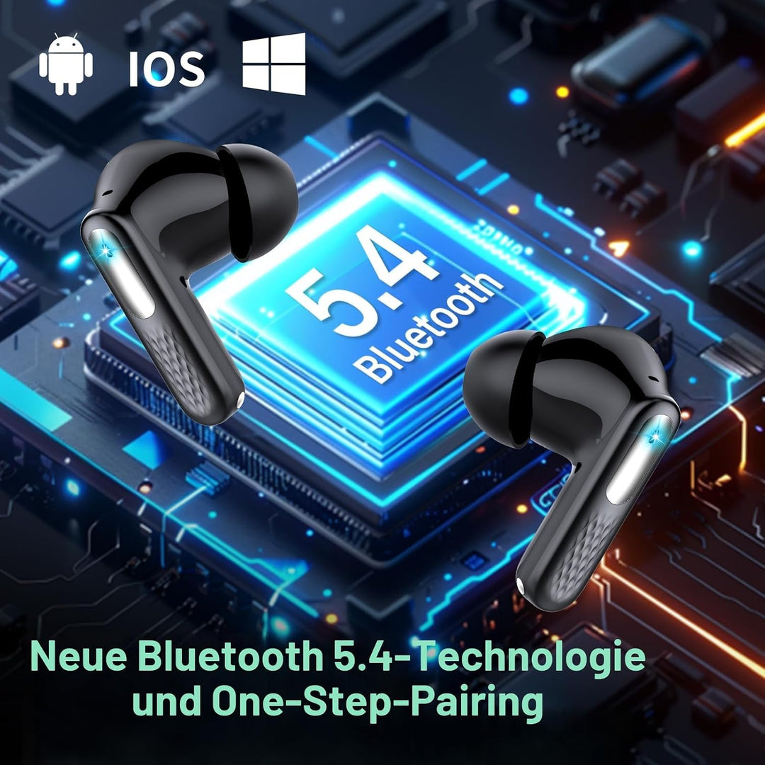 ZYHKON Bluetooth Kopfhörer mit Touchscreen, In Ear Kopfhörer Kabellos Bluetooth 5.4 mit ANC/ENC Mic