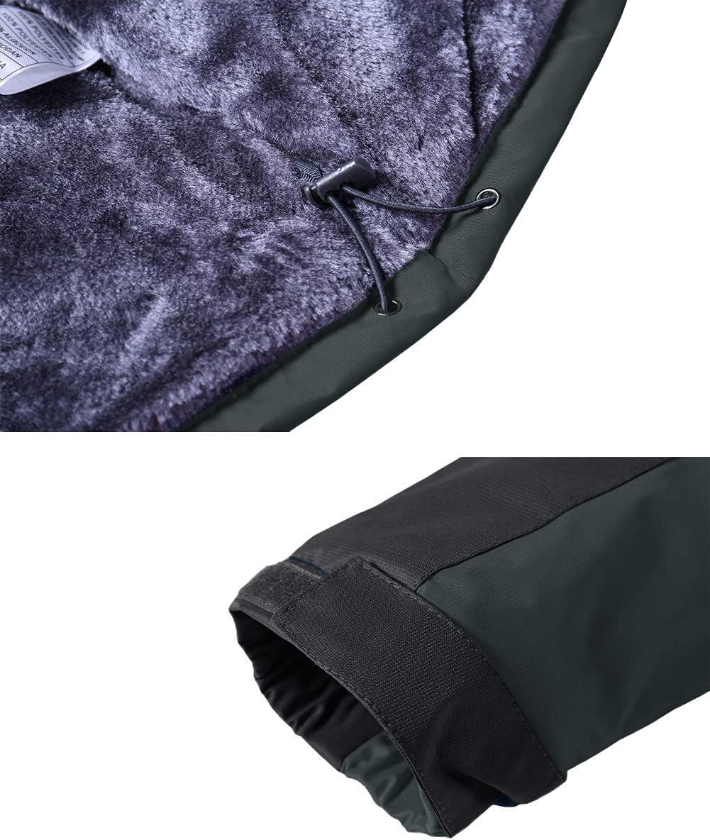 KEFITEVD Herren Winterjacke Wasserabweisende Warm Gefüttert Skijacke Outdoorjacke mit Abnehmbarer Ka