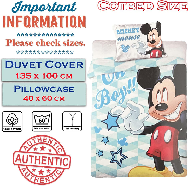 Disney Micky Maus Baby Wende Bettwäsche 100x135cm 100% Baumwolle (M05)