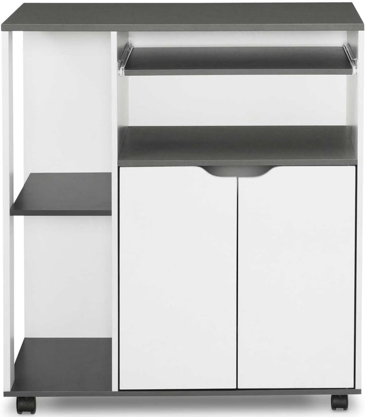 IDMarket - Küchenwagen COSI Weisses Holz und graue Platte B.76 CM