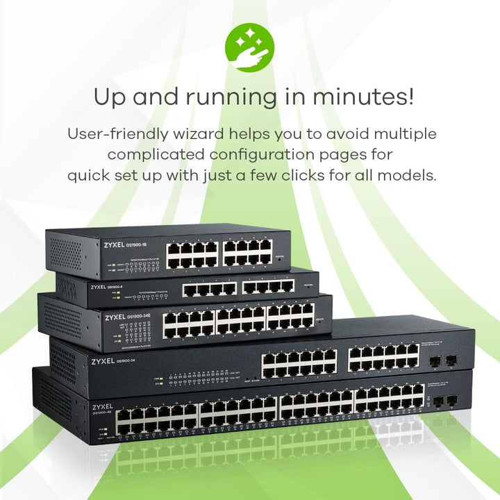 Zyxel 24-Port Gigabit Switch | Smart Managed | Desktop/Rackmount und lüfterlos | VLAN, IGMP, QoS | G