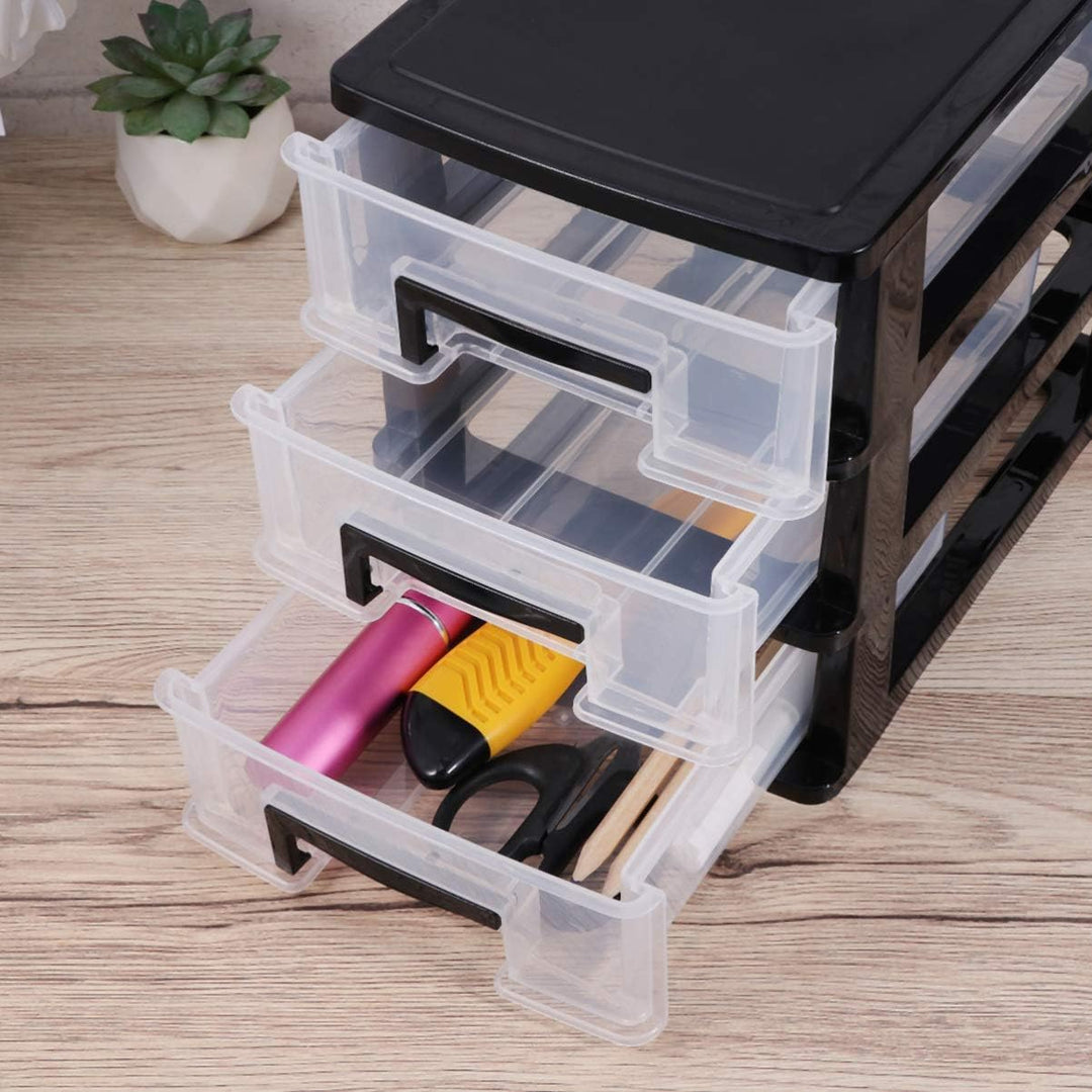 EXCEART Schublade Typ Closet DREI- Schicht Kunststoff Schrank Multifunktions Transparent Lagerung Ra